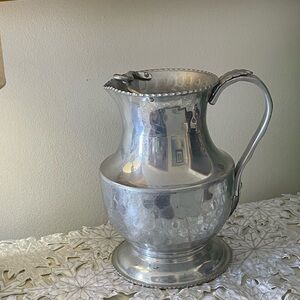 Vintage Cromwell Hand Wrought Aluminum Hammered Pitcher Mid Century Rustic